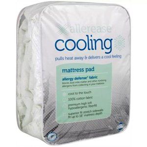 Allerease Cooling Mattress Pad Hypoallergenic Cotton Twin Fits Up to 18" Deep